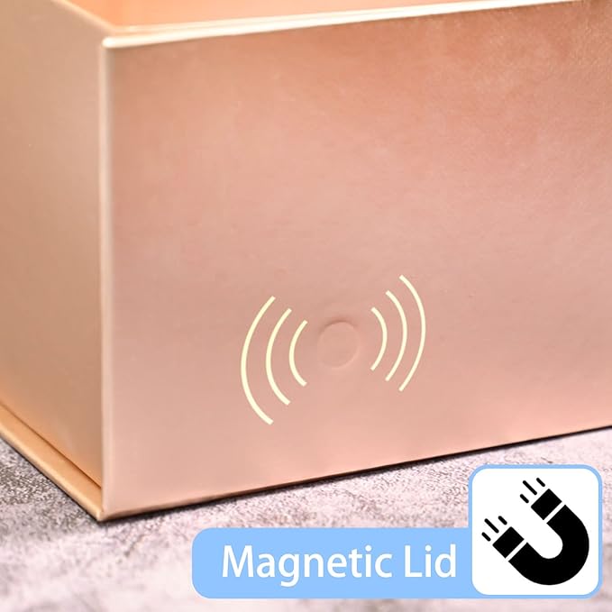 LIFELUM 5 Pack Gift Boxes 13.85 x 8.35 x 4.45 inch Large Gift Boxes with Magnetic Lids Rose Gold Contains Card,Sticker,Ribbon, Shredded Paper Filler for Graduation Weeding Gifts