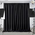 Joydeco Black Backdrop Curtains for Parties, 10x10 Wrinkle Free Black Backdrop Drapes for Birthday Party Home Party, Curtains Backdrop 5ft x 10ft 2 Panels with Rod Pockets