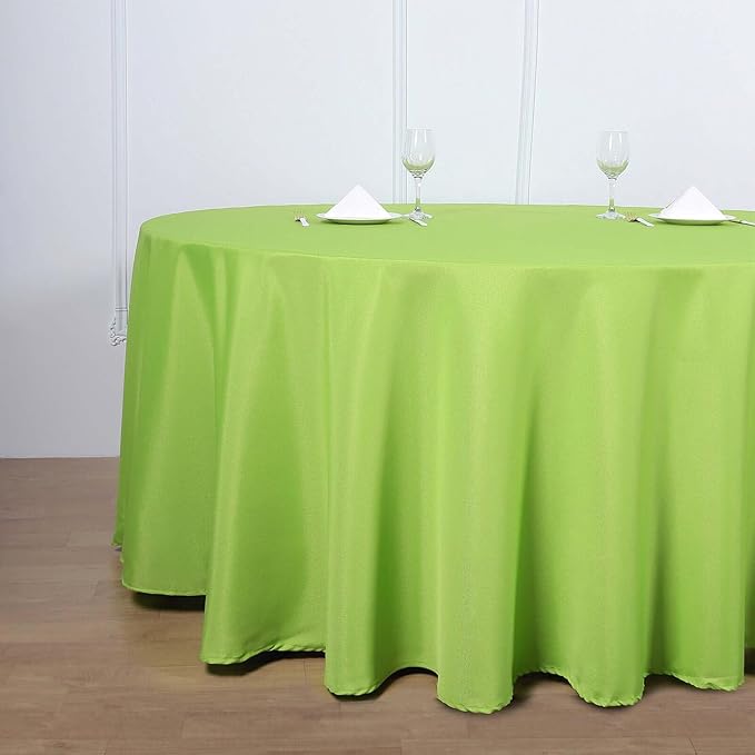 Efavormart Round Tablecloth, 120 Inch Stain & Wrinkle Resistant Washable Table Cloth, Decorative Polyester Fabric Table Cover for Banquet, Wedding, Dining - Lime Green