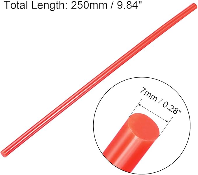 uxcell 20pcs Hot Glue Sticks for Glue Gun 7mm/0.28-inch x 10-inch Mini Hot Melt Adhesive Glue Stick Red