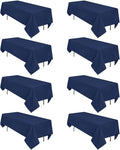 8 Pack Navy Blue Tablecloth 60 x 102 Inch Rectangular Tablecloths for 6 Foot Rectangle Tables, Wrinkle Resistant Blue Table Cloth Washable Polyester Fabric Table Covers for Party Wedding Banquet
