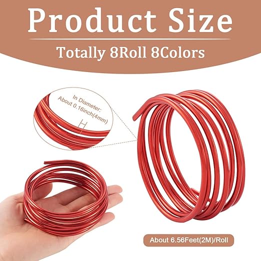 Fashewelry 52 Feet 6 Gauge Aluminum Wire 8 Colors Bendable Metal Sculpting Wire for Jewelry Craft, Dolls Skeleton, Wall Sculpting, Garden Decor