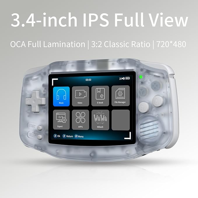 RG34XX Retro Handheld Game Consoles RG34XX Classic Retro Gaming Console 32+64G Card Preloaded Games 5000+ rg34xx Portable Gaming Console Linux 64-bit 3500mAh Battery WiFi Bluetooth HD and TV Output Glacier