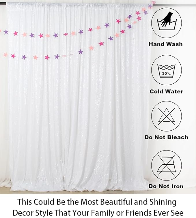 ShinyBeauty 20ftx10ft-White-Sequins Fabric Backdrop Curtain Sequin Photo Booth Backdrop Sequin Photography (White)