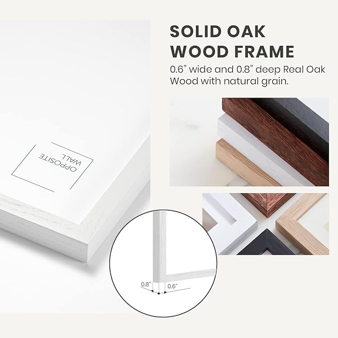 Opposite Wall - 24x36 in - White Solid Oak Wood Picture Frame - Lightweight, Versatile & Shatterproof - Large Wall Hanging Photo or Poster Frame - Wall Decor for Office, Gallery & Home - 2 Pack