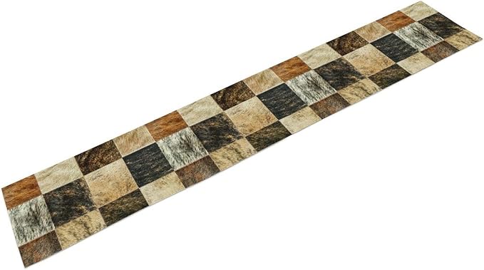 Rustic Cow Skin Patchwork Print Table Runner, Farmhouse Country Western Style Fur Table Cover for Dinning Home Party Holidays Home Setting, 13x70 Inch