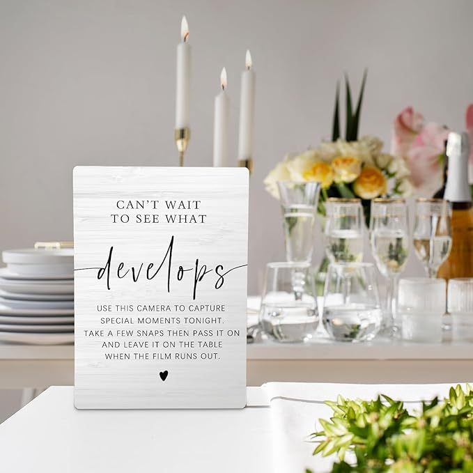 Can't Wait To See What Develops Wooden Stand 5x7inch, Wedding Camera Sign, Guest Photo Sign, Wedding Decor