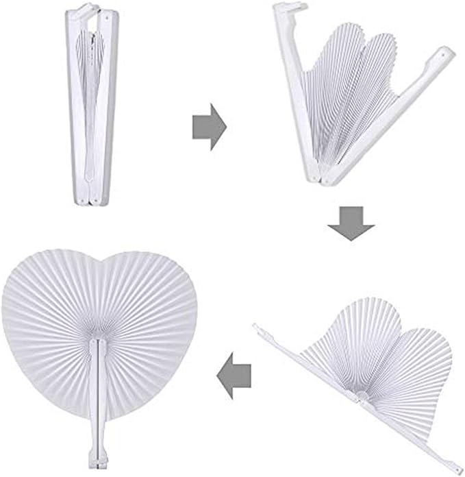 12 Packs Decorative Paper Folding Hand Fans Handheld,Grass Green Heart Foldable Wedding Fans Chinese and Japanese Fans Bulk for Bridal Guest Church Party Favors Dancing Birthday DIY