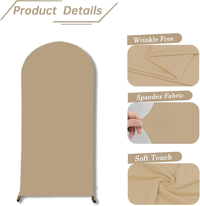 bricia Wedding Arch Backdrop Stand Cover, 5FT Double Sided Stretchy Arch Cover Fitted Wedding Birthday Party Banquet Decoration (Champagne 60''Lx25.2''W)