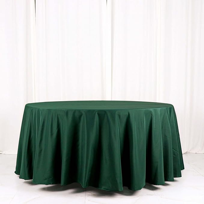 Efavormart Round Tablecloth, 120 Inch Stain & Wrinkle Resistant Washable Table Cloth, Decorative Polyester Fabric Table Cover for Banquet, Wedding, Dining - Hunter Emerald Green