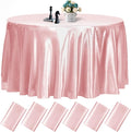 fani 6 Pack 120 Inch Rose Gold Round Tablecloth - Premium Silky Satin Tablecloth Overlay Smooth Fabric Table Cover Linens, Table Decoration for Wedding Party Banquet Events Restaurant Kitchen Dining