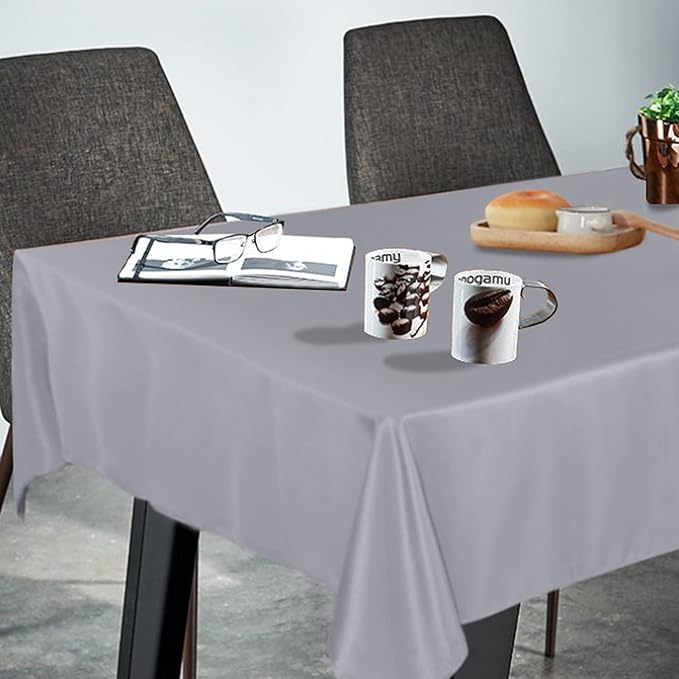 Fitable Rectangle Tablecloth Stain and Wrinkle Resistant Washable Polyester Table Cloth for Buffet Parties and Camping (54x108 inch, Light Grey)