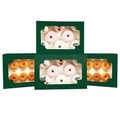 qiqee Auto-pop up Deep Green Cookie Box with Window 12x8x2.5 inch 32 Packs Two Uses One Second Folding Pastry Biscuit Bakery Box for Packaging