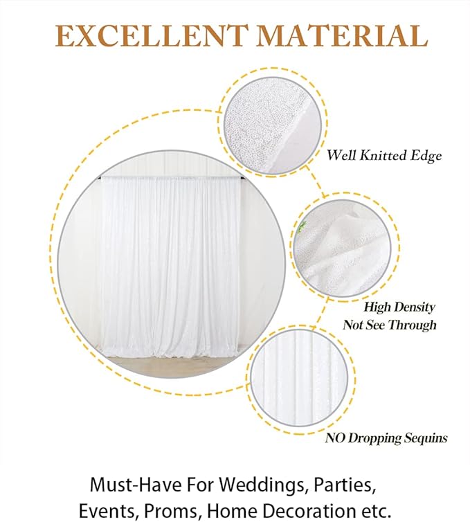 ShinyBeauty 20ftx10ft-White-Sequins Fabric Backdrop Curtain Sequin Photo Booth Backdrop Sequin Photography (White)