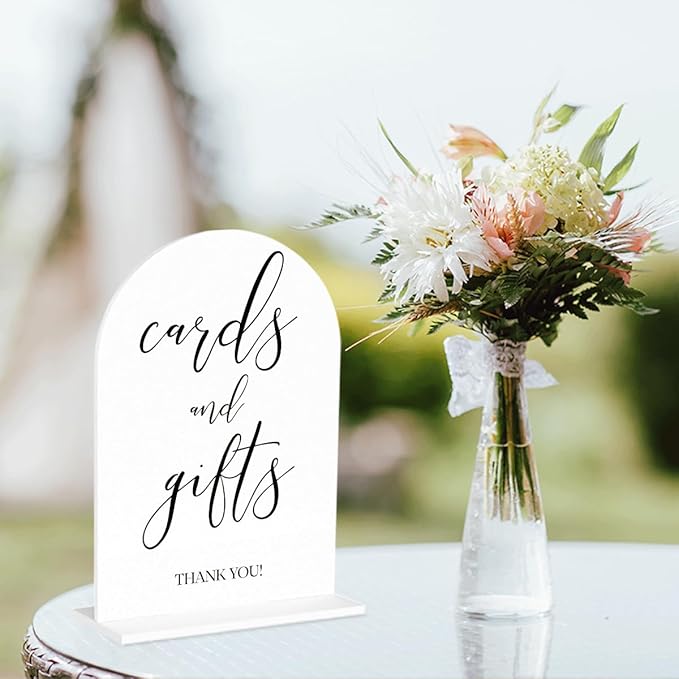 Cards and Gifts Sign, Wedding Engagement Bridal Shower Baby Shower Party Decor for Reception Reception, Weddings White Acrylic Sign