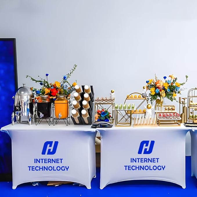 Custom Table Cloth with Business Logo 4FT 5FT 6 FT 8 FT Spandex Customized Table Cover Stretch for Tradeshow Events Birthday Wedding Anniversary Mantel Personalized Table Cloth (5FT)