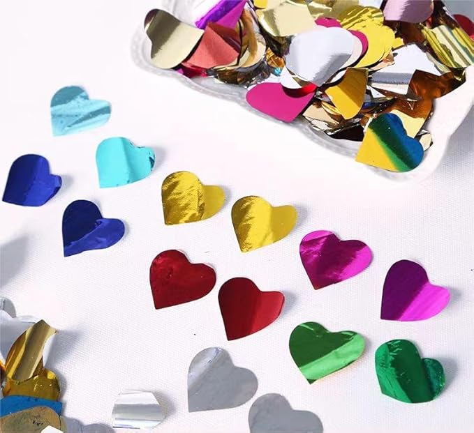 Metallic Glitter Heart Shaped Foil Confetti - Flame Retardant, Great for Birthday Parties, Concerts, Weddings & More (0.45 Pounds)