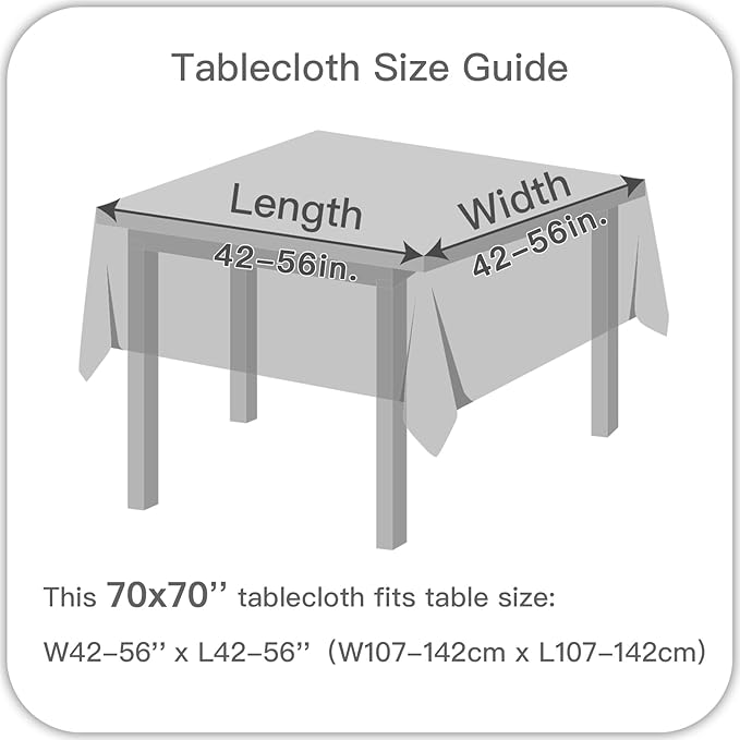 maxmill Square Linen Tablecloth Water Resistance Antiwrinkle Spillproof Stain Proof Fabric Table Cloth, Decorative Fabric Table Cover for Banquet Party Event Holiday Dinner, 70 x 70 Inch, Demin Blue