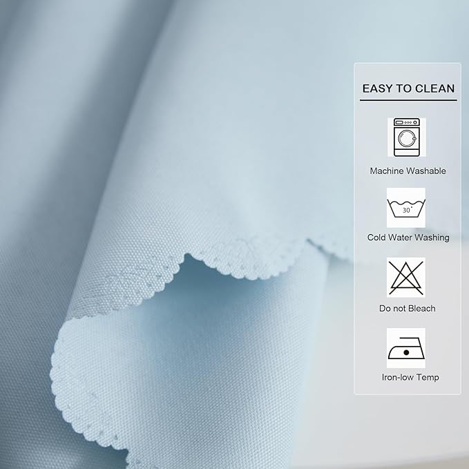 Small Round Light Blue Tablecloth 36 Inch Polyester Fabric Washable Table Cover Decorative Wrinkle Resistant Solid Color Table Cloth for Dining Party Wedding Camping