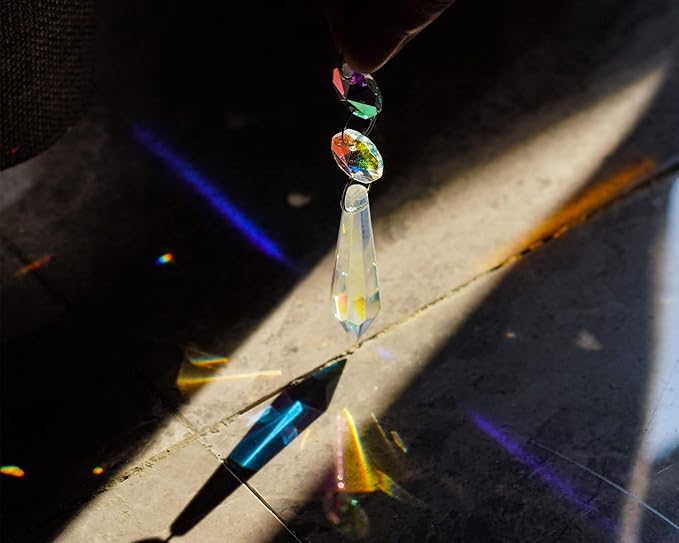 H&D HYALINE & DORA 20pcs 55mm Suncatcher Aurora Chandelier Icicle Crystal Prisms Pendant, Octagon Beads Decor Sun Catchers