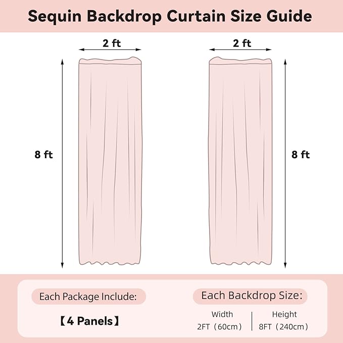Sugargirl Apple Green Sequin Backdrop Curtain 4 Panels 2FTx8FT Glitter Apple Green Background Drapes Sparkle Photography Backdrop for Party Wedding Birthday Wall Decoration