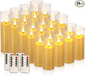 Flickering Flameless Candles Battery Operated with Remote,Led Pillar Candles with Realistic Moving Wick Candles for Halloween,Christmas,Home Decor Pack of 24 (D2.2 xH 5" 6" 7")(Ivory)