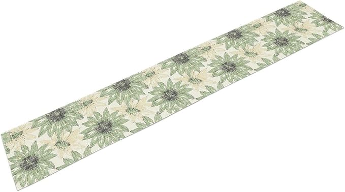 Chrysanthemum Vintage Floral Table Runner, Elegant Yellow Sunflower Spring Summer Elegant Pattern Artichokes Flower Table Runner for Party Kitchen Dining Living Room Decor, 13x108 Inch