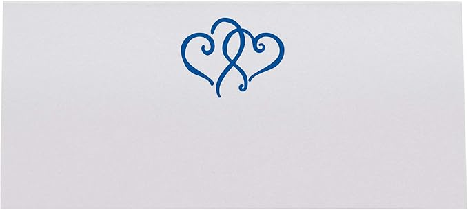 Linked Hearts Place Cards, Royal Blue (Choose Color), Set of 25, Pre-cut and Scored - Wedding, Party, Dinner, and Special Events - Made in the USA