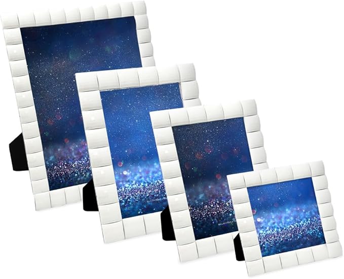 Isaac Jacobs Decorative Sparkling Jewel Picture Frame, Photo Display & Home Décor (5x7, White)