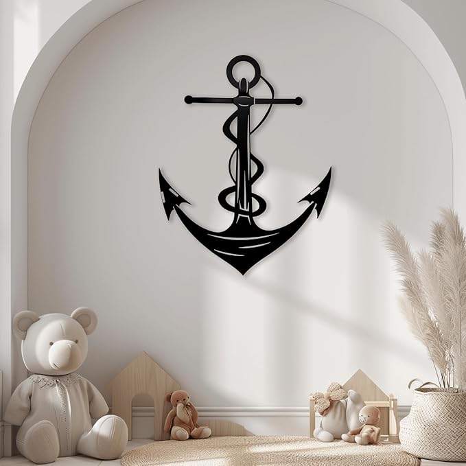 XXQ Anchor Metal Wall Decor, Anchor Metal Wall Art for Bedroom Living Room Dorm Antique Anchor Wall Decor Antique Metal Anchor Farmhouse Decor (Whhite, 24" x 35" / 60 x 90cm)