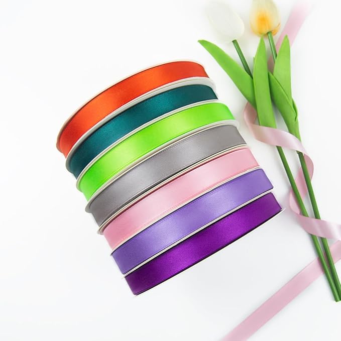 5/8 Inch 100 Yards Satin Ribbon Gold, Solid Color Fabric Ribbon for Gift Wrapping, Wedding, Polyester Gift Ribbon for Birthday Party Decoration, Craft, Hair, Floral, Sewing