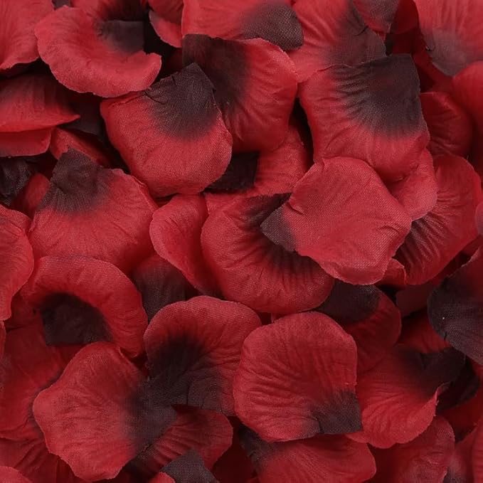 3300 PCS Artificial Fake Rose Petals,Flower Petals,Romantic Nightfor Her/Him Set,Wedding, Engagement, Party, in Bulk Flower Decorations（Dark Reddish with Black）