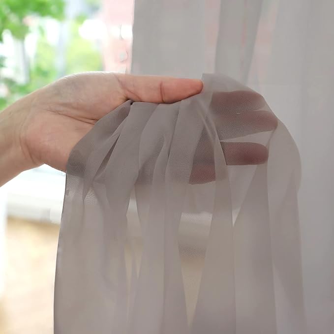 Window Light Grey Sheer Curtains 60 Inches Width 120 Inches Long 2 Panels Sheer Curtain Clear Curtains Basic Rod Pocket Panel for Home Living Room Bedroom Kids Room Yard Patio Parlor Sliding