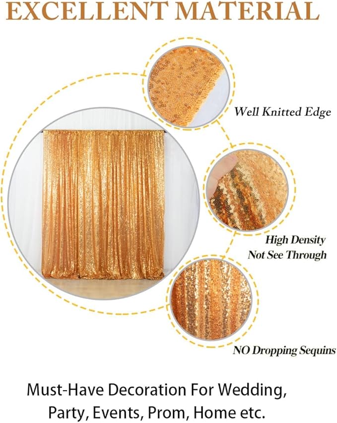 ShinyBeauty Sequin Backdrop Gold 7FTX7FT Photo Booth Backdrop Gold Sequence Fabric Backdrop for Parties Shimmer Polyester Backdrop for Photoshoot Gold Wall Backdrop for Baby Shower Decoration
