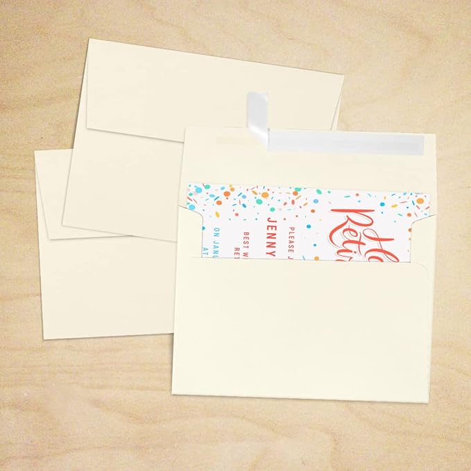 LUXPaper A7 Invitation Envelopes | Peel & Press | 5 1/4" x 7 1/4" | Natural | 80lb. Text | 30% Recycled | 1,000 Qty