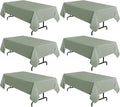 sancua 6 Pack Sage Green Tablecloth 60 x 102 Inch, Rectangle Table Cloth for 6 Feet Tables - Stain and Wrinkle Resistant Washable Polyester Table Cover for Dining Tables, Buffet Parties and Camping
