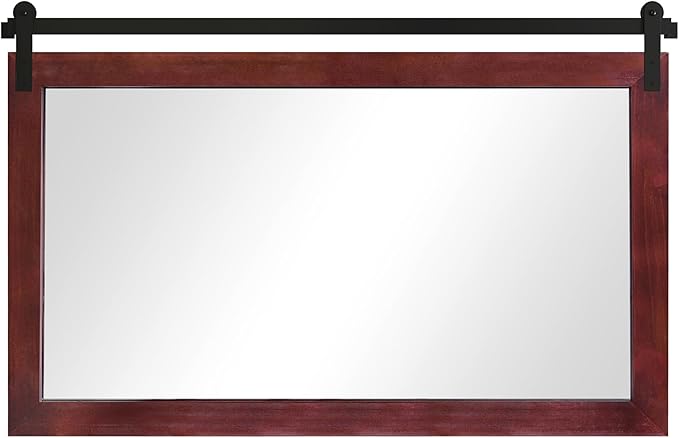 COGOOD Farmhouse Bathroom Mirror - 49 x 30 Large Rectangle Barn Door Mirror for Vanity, Bedroom, Living Room Wall Decor (Espresso)