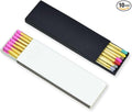 Chandler Studio 10 Boxes - Wooden Matchsticks in a Blank Matchbox with White/Black Matchboxes Colorful Tips (4" Matchboxes, 10 Boxes)