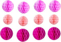 12pcs Party Honeycomb Balls Decorations 4'' 8'' 10'' Honeycomb Ball Flower Tissue Pom Poms Flower Balls Hanging Flower Balls for Baby Shower Birthday Wedding Nursery Wall Decor(4'' 8'' 10'' Pink Kit)