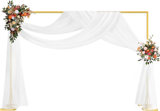 HAITRAL 10x7 FT Backdrop Banner Stand,Square Wedding Arch Balloon Metal Frame,Heavy Duty Background Stand Kit,Adjustable Photo Backdrop Stand for for Parties Birthday Video Studio - Gold