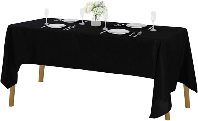 Rectangle Tablecloth 60x102 inch Washable Polyester Fabric Table Cloth for Wedding Party Dining Banquet Decoration（6 Pack 60x102, Black）