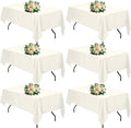 Ivory 6 Pack Polyester Table Cloth 60 x 84 Inch, Rectangle Tablecloths for 6 Foot Tables Washable Table Cloth for Party Wedding