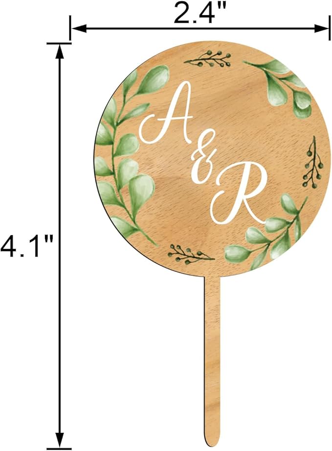 Custom Cupcake Toppers Cake Decorations in Wood for Wedding Engagement Baby Shower Birthday Party etc. (Design B / 36 PCS)