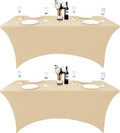 2-Pack 8ft Spandex Table Covers for Rectangle Folding Tables - Washable Elastic Tablecloth - Ultimate Fitted Table Protector for Birthday Parties, Trade Shows, Banquet