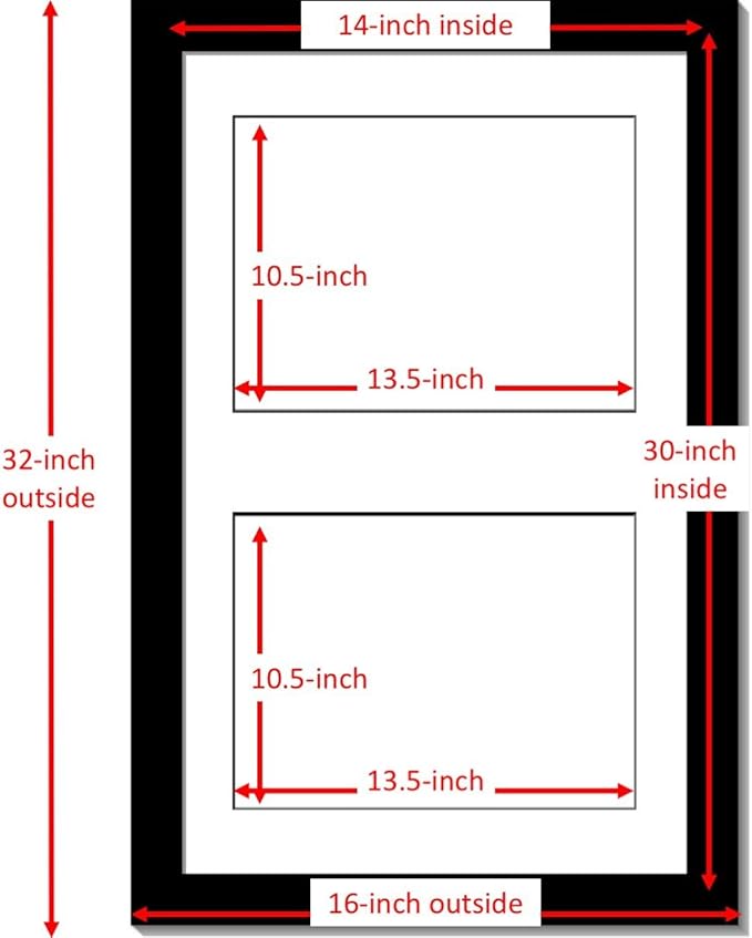 Creative Picture Frames 16X24Bk-W Black Vertical Double Diploma Frame With 2 Opening White Mat, Holds 2-11X14-Inch Documents With Wall Hanger