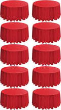 10 Pack Round Tablecloths - 120 Inch Red Polyester Cover for Round Tables, Stain and Wrinkle Resistant Washable Fabric Cloth for Wedding Banquet Parties