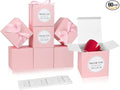 COTOPHER Small Gift Boxes 60 Pack 4x4x4 inches Pink Gift Boxes with Lids for Gifts, Crafting, Wedding Party Favor, Cupcake Boxes, Candy, Bridesmaids Proposal Box with Ribbons and Stickers (Pink, 60