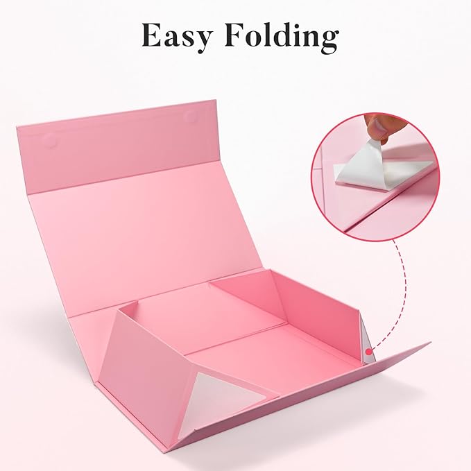 LIFELUM Pink Gift Box 13.85'' x 8.35'' x 4.45'' Gift for Wedding Large Gifts Boxes for Presents Cute Birthday Magnetic Box for Gifts with Luxury Filler,Card, Ribbon,Sticker 1 Pack