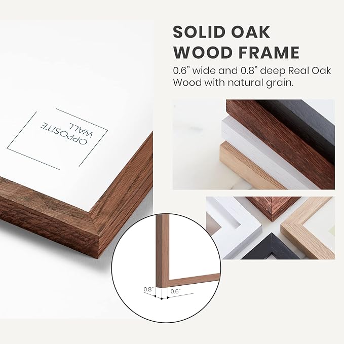 Opposite Wall - 16x16 in - Dark Solid Oak Wood Picture Frame - Lightweight, Versatile & Shatterproof - Wall Hanging Poster or Photo Frame - Wall Decor for Office, Gallery & Home
