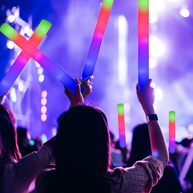 LifBetter 112 pcs Glow Foam Sticks, LED Glow Sticks 3 Modes Colorful Flashing, Foam Glow Sticks Bulk, Glow In The Dark Party Supplies for Weddings Parties Festivals Raves Concerts Sporting Events